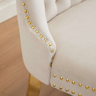 Sunvega Mid Century Modern Velvet Double Dining Loveseat Bench with Gold-Plated Steel Legs