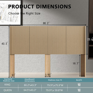Sunvega Modern Farmhouse Queen Headboard with Realistic Wood Grain and 3D Carving