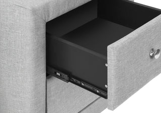 Sunvega Upholstered Nightstand with Two Drawers in Grey Linen Look Fabric