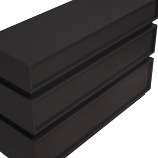 Sunvega Modern Black Handle-Less 6 Drawer Dresser with Anti-Tipover for Bedroom