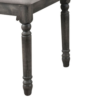 Sunvega Weathered Grey Open Back Side Chairs with Tan Linen Upholstered Seat Cushion