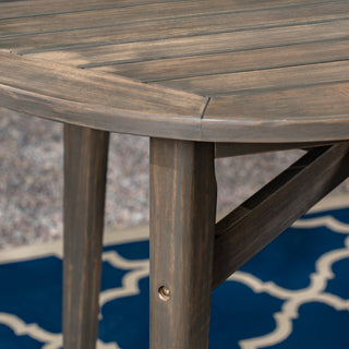Sunvega Rustic Acacia Wood Bar Table with Slat Design and X-Stretcher for Outdoor