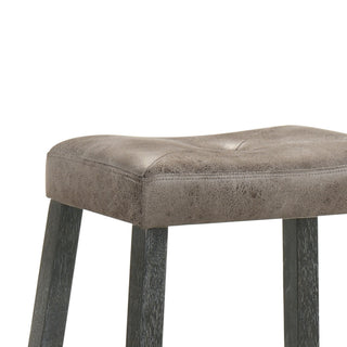 Sunvega Distressed Wooden Farmhouse Barstools with Faux Leather Seat, Counter-Height