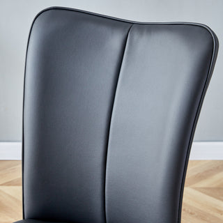 Sunvega PU Leather Dining Chairs with Curved Backrest and Silver Metal Legs Set of 4
