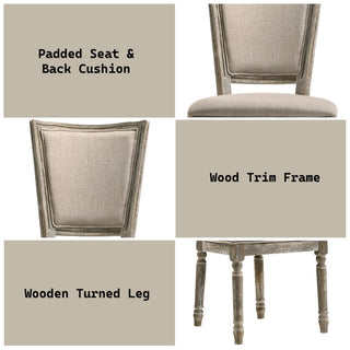 Sunvega Two-Tone Beige Fabric and Reclaimed Gray Finish Side Chair Set of 2