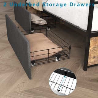 Sunvega Twin Daybed with Trundle Farmhouse Frame Sliding Barn Door Headboard Charging Station