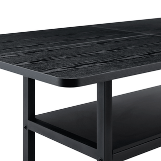 Sunvega Minimalist Dining Table with Walnut Textured MDF Top and Storage Shelf