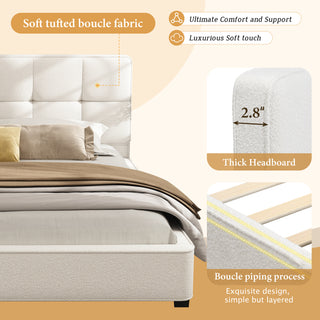Sunvega King Size Velvet Bed Frame with Curved Tufted Headboard and Square Corners