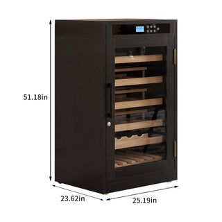 Sunvega Black Wood Wine Cooler with Touch Screen Constant Temperature Control