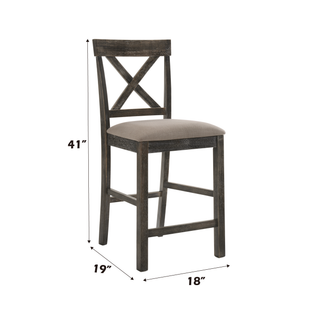 Sunvega Martha II Tan Linen Weathered Gray Finish Counter Height Chair Set of 2