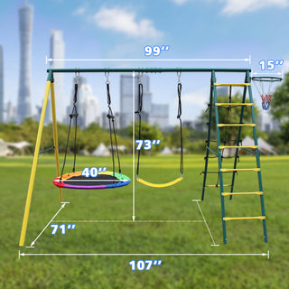 Sunvega Heavy Steel Based A-Frame Kids Swing Set with 2 Seats for Backyard Outdoor