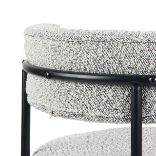 Sunvega Modern Round Boucle Dining Chairs with Textured Upholstery, Set of 2 White
