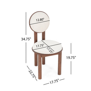 Sunvega Modern Rubber Wood Dining Chair with Boucle Upholstered Seat Set of 2