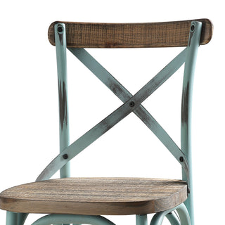 Sunvega Vintage-Style Bar Stool with Cross Back Wooden Seat and Metal X Base