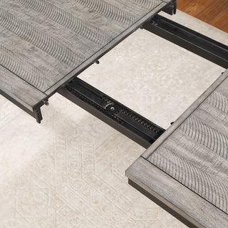 Sunvega Grey and Black Rectangular Dining Table with Extension Leaf for Versatile Dining