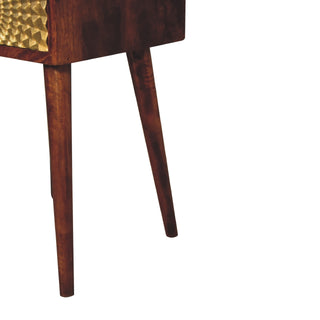 Sunvega Solid Mango Wood Nightstand with Drawer and Open Shelf for Bedroom