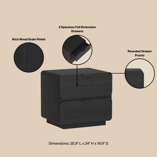 Sunvega Modern Nightstand with Two Spacious Drawers for Bedroom Use