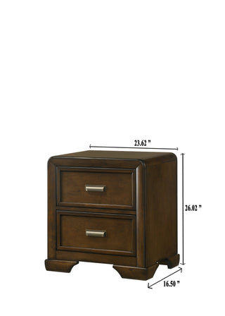 Sunvega Contemporary Dark Brown Wood Nightstand with Two Storage Drawers