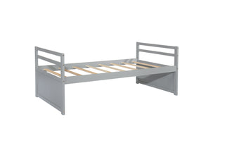 Sunvega Twin Size Pine Wood Bed with Headboard, Footboard, Trundle, and Three Storage Drawers