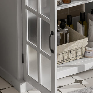 Sunvega Modern 30 Inch Bathroom Vanity with Ceramic Sink and Tempered Glass