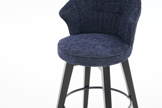 Sunvega 360 Swivel Bar Stools Set of 2 with Solid Wood Legs and Chenille Upholstery