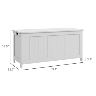 Sunvega White Wooden Storage Chest with Two Safety Hinges and Side Handles