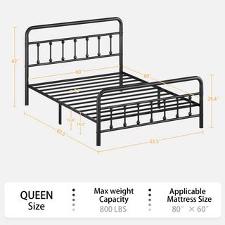 Sunvega Full Metal Bed with Sturdy Steel Structure for Modern Bedroom