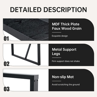 Sunvega Modern Simple Rectangular MDF Dining Table with Black Metal Legs for 4-6 People