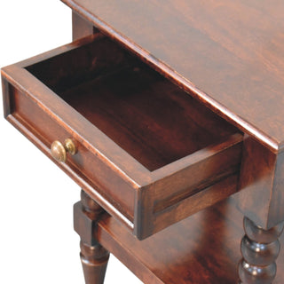 Sunvega Vienna Solid Mango Wood Nightstand with One Drawer in Winewood Oak Finish