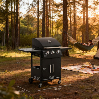 Sunvega 2 Burner Portable Gas BBQ Grill with Lid Thermometer and Foldable Legs
