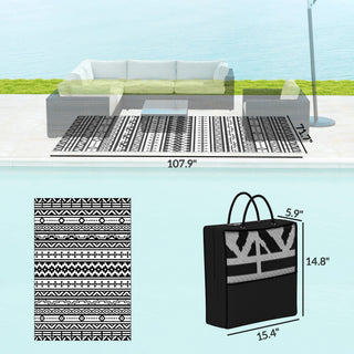 Sunvega Reversible Outdoor Rug with Protective Coating and Strap Stakes for Patio