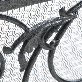 Sunvega Ornate Iron Fireplace Screen with Aged Powder Coated Black Finish