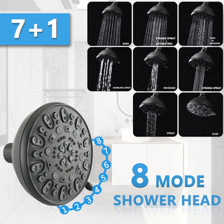 Sunvega No-Tool Installation 5 Inch Rain Shower & 7-Spray Handheld Combo with Slide Bar