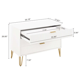 Sunvega Modern Glam Dresser with Gold Metal Handles and Splayed Legs for Bedroom