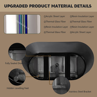 Sunvega 59-Inch Acrylic Freestanding Soaking Bathtub with Superior Insulation and Easy Cleaning
