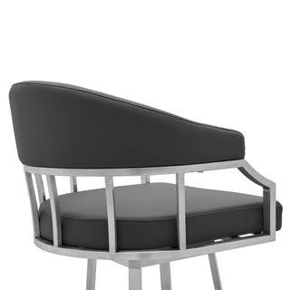 Sunvega 30 Inch Bar Height Swivel Modern Slate Gray Faux Leather Bar Stool
