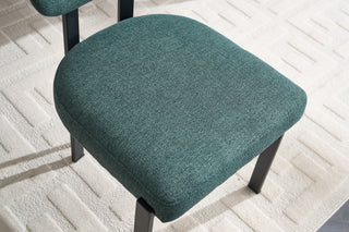 Sunvega Mid-Century Modern Upholstered Boucle Dining Chairs with Black Metal Legs