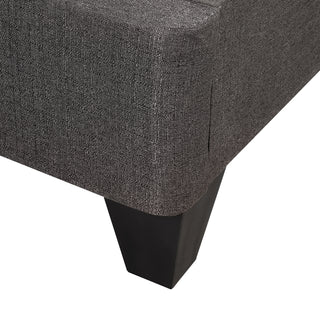 Sunvega Twin Size Upholstered Bed Frame Base in Dark Gray Linen Fabric