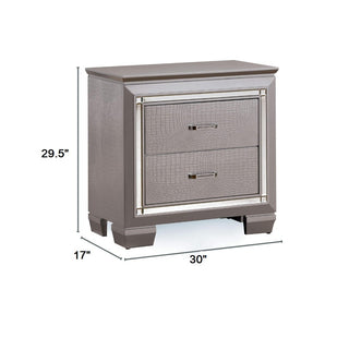 Sunvega Contemporary White High Gloss Lacquer Nightstand with Chrome Handles and USB Charger