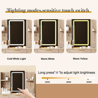 Sunvega 7-Drawer Vanity Desk with LED Mirror Jewelry Storage and PU Stool