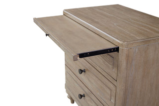 Sunvega Sand Finish Nightstand With 3 Storage Drawers And USB Charging Ports