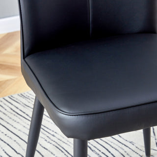 Sunvega Modern Black PU Dining Chairs Set of Four with Ergonomic Backrest Design
