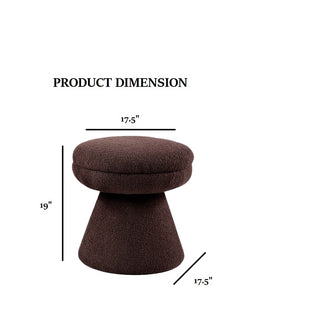 Sunvega Green Contemporary Accent Stool with Mushroom Shape Design and Teddy Fabric