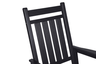 Sunvega All Weather-resistant Black Rocking Chair Set with Wood-Texture and Side Table