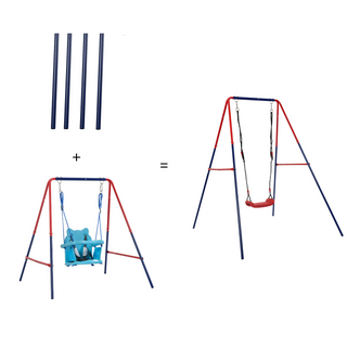 Sunvega Blue and Red 2 in 1 Baby Swing Set for Outdoor Playground Age 3+
