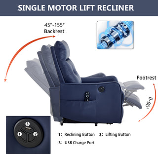 Sunvega Single Motor Power Lift Recliner Chair with Massage and Heat for Elderly