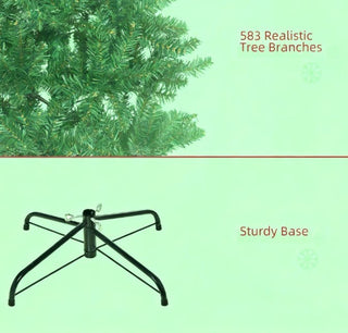 Sunvega Pencil Artificial Xmas Tree with Faux Snow Flocked Full Branch Tips Flame-retardant