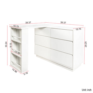 Sunvega Fold-Out Convertible Writing Table Desk Cabinet with Shelf and Drawer
