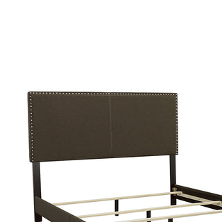 Sunvega Guyancourt Charcoal Upholstered Eastern King Panel Bed with Nailhead Trim