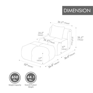 Sunvega Modular Loveseat Sofa with Tufted Design and Two Pillows for Living Room